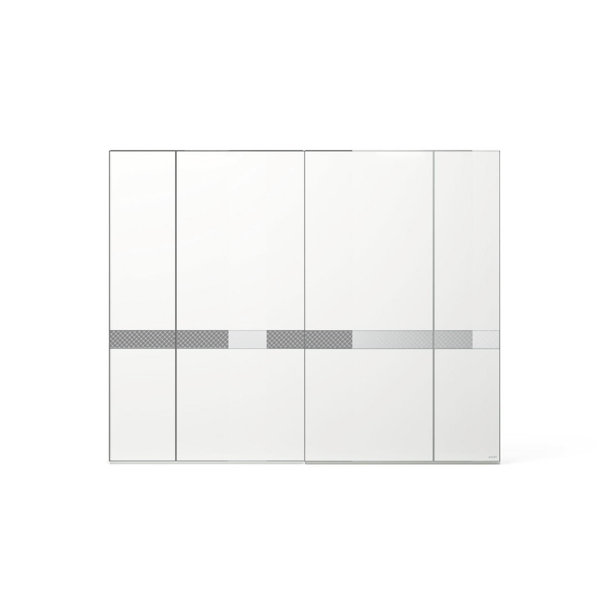 SCHWEBETÜRENSCHRANK 298/222/68 cm 2-türig Weiß  - Chromfarben/Weiß, Design, Glas/Holzwerkstoff (298/222/68cm) - Joop!
