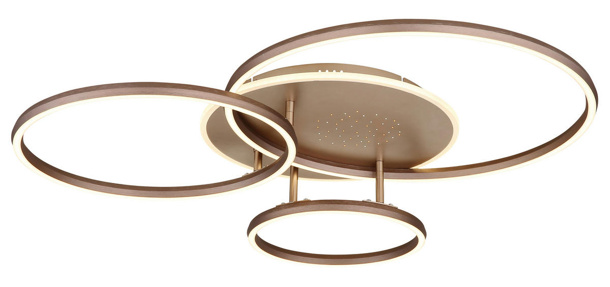 LED-DECKENLEUCHTE Glintia 80,7/70/13 cm  - Champagner/Opal, Design, Kunststoff/Metall (80,7/70/13cm) - Globo