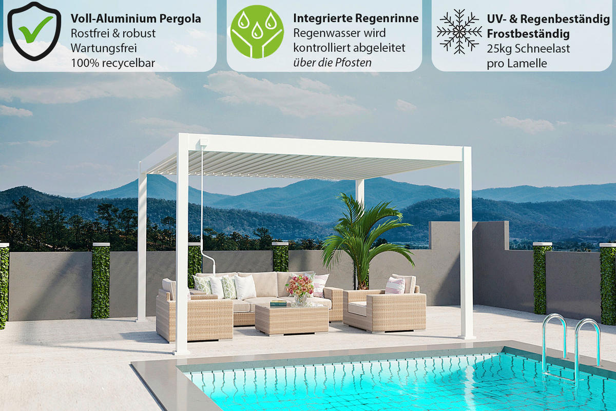PERGOLA - Weiss, Basics, Metall (400/255/300cm) - Gardenson