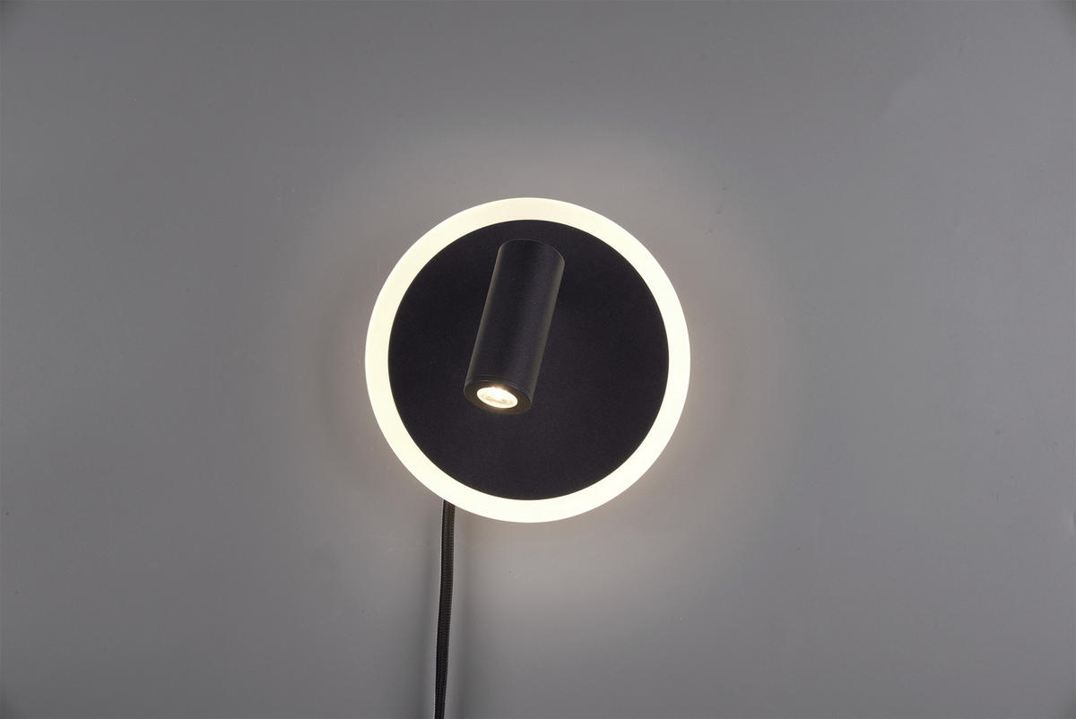 NÁSTENNÉ LED SVIETIDLO, 15 cm - čierna, Basics, kov/plast (15cm)