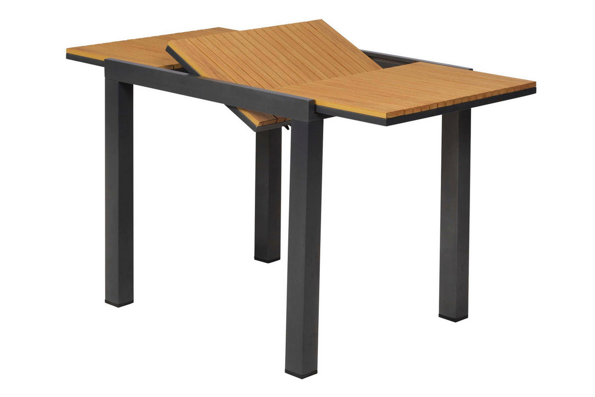 BALKONTISCH Metall, Kunststoff Graphitfarben, Naturfarben  - Graphitfarben/Naturfarben, KONVENTIONELL, Kunststoff/Metall (80-120/70/75cm) - Gardenson