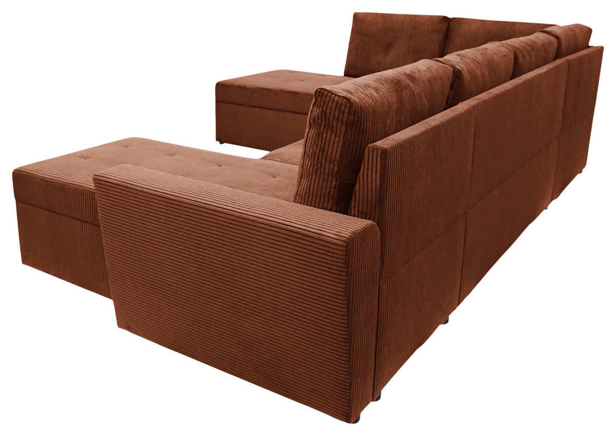 WOHNLANDSCHAFT TERMOLI Rostfarben Cord  - Rostfarben/Schwarz, Design, Kunststoff/Textil (212/297/155cm) - MID.YOU