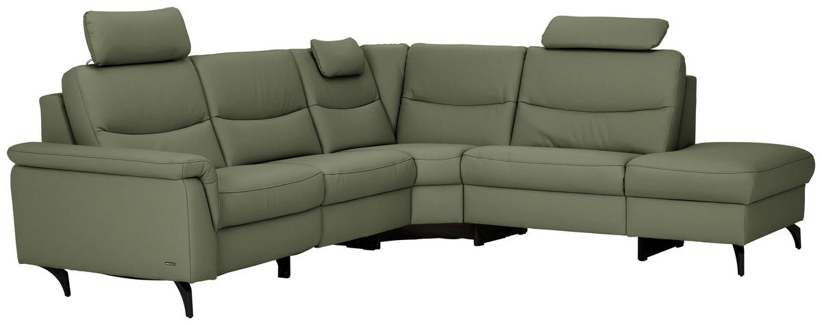 ECKSOFA in Echtleder Grün  280/249 cm  - Anthrazit/Grün, Design, Leder/Metall (280/249cm) - Himolla Komfortklass