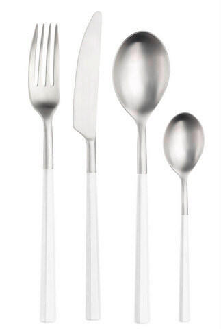 BESTECKSET HIVE 16-teilig Stahl  - Edelstahlfarben/Weiß, Basics, Kunststoff/Metall (25,5/7cm) - Pintinox