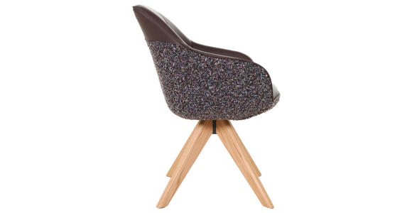 ARMLEHNSTUHL  Sitzfläche 360° drehbar, automatische Rückholfunktion Chenille, Flachgewebe  - Eichefarben/Violett, KONVENTIONELL, Holz/Textil (60/83/65cm) - Landscape