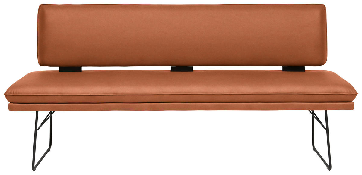 SITZBANK in Metall, Textil Schwarz, Karamell  - Karamell/Schwarz, Design, Textil/Metall (195/91/65cm) - Dieter Knoll