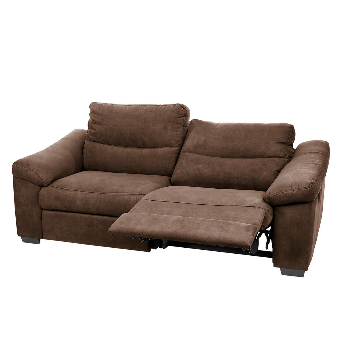 2,5-SITZER Flachgewebe Mokka  - Schwarz/Mokka, Design, Holz/Textil (214/97/97cm) - Livetastic