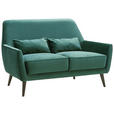 2-SITZER-SOFA  in Mikrofaser Grün  - Schwarz/Grün, Trend, Holz/Textil (135/86/80cm) - Carryhome