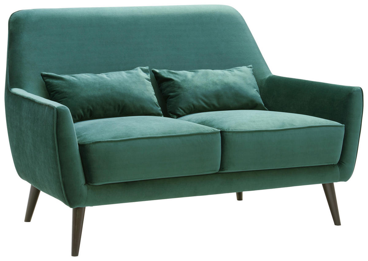 2-SITZER-SOFA in Mikrofaser Grün  - Schwarz/Grün, Trend, Holz/Textil (135/86/80cm) - Carryhome