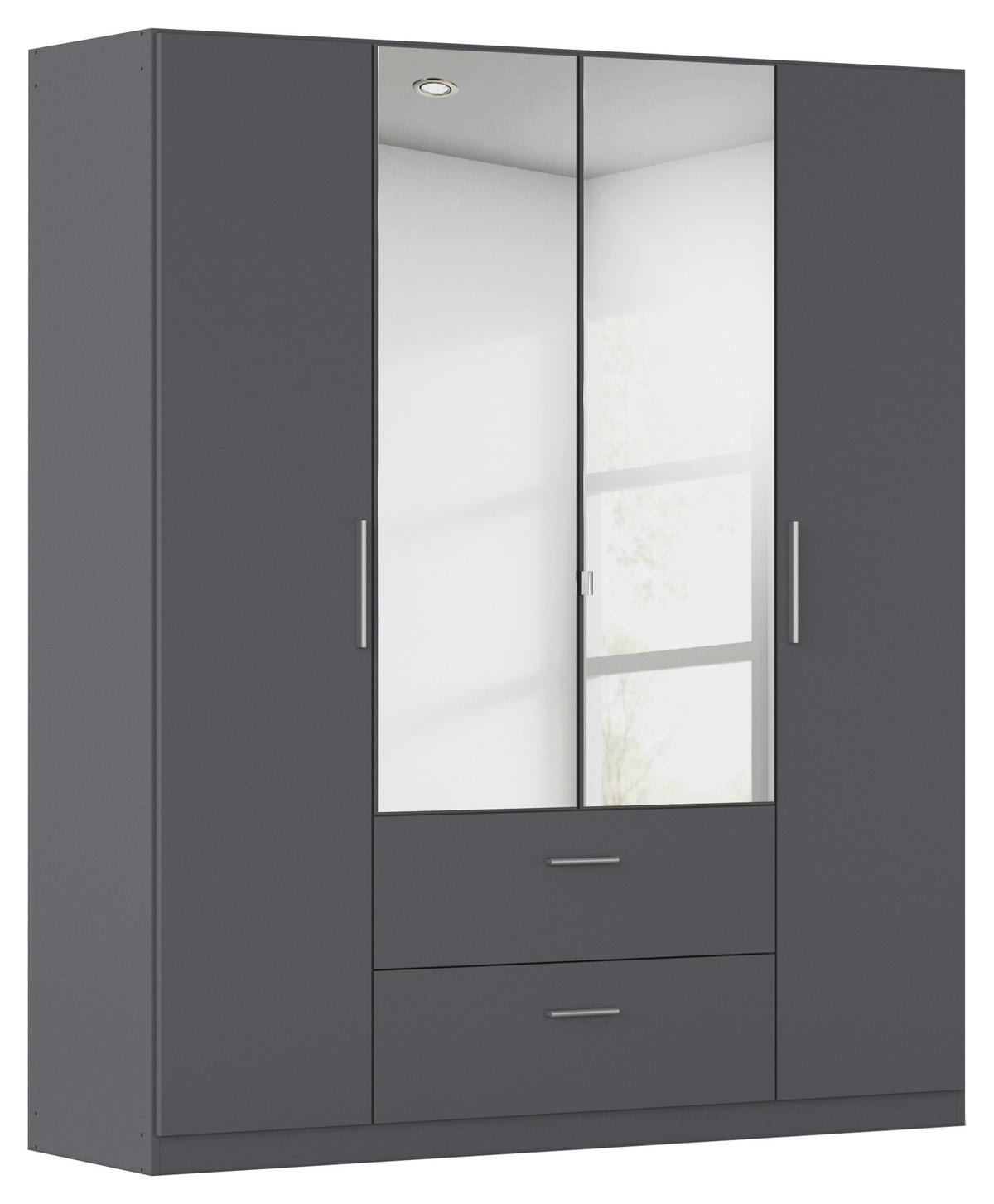 DREHTÜRENSCHRANK 181/210/54 cm,  in Dunkelgrau, 4-türig  - Dunkelgrau/Alufarben, KONVENTIONELL, Glas/Holzwerkstoff (181/210/54cm) - home24