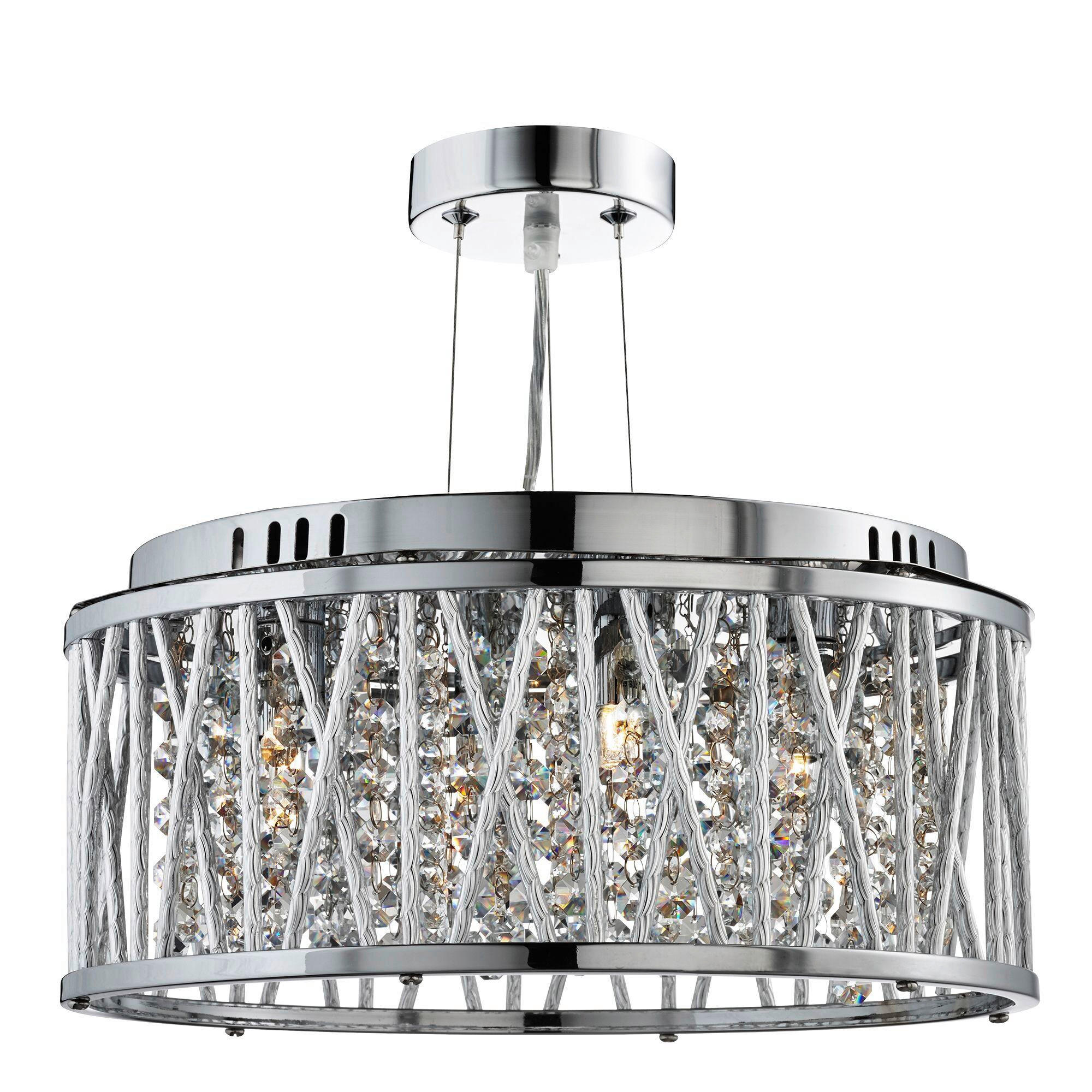KRISTALL-DECKENLEUCHTE Elise  - Chromfarben, KONVENTIONELL, Glas/Metall (30/134cm) - Searchlight