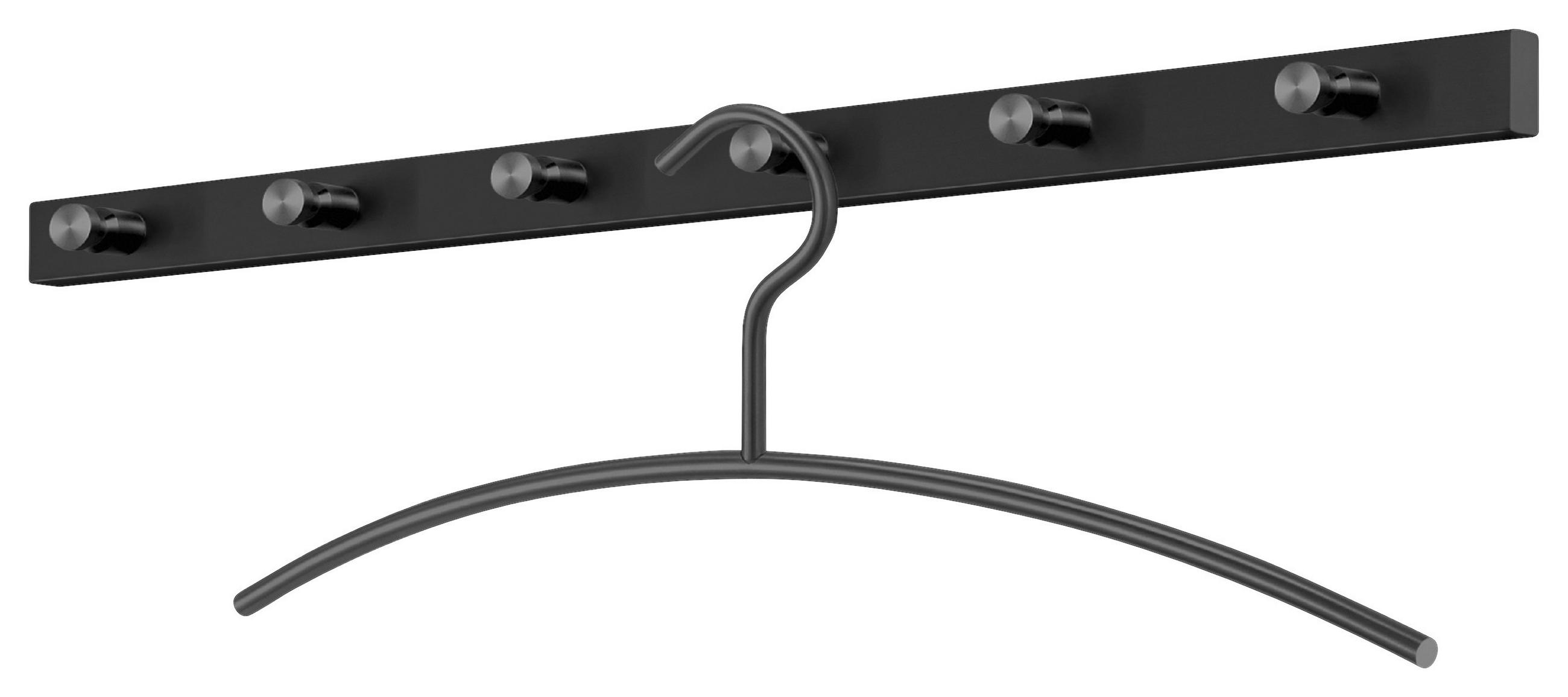GARDEROBENLEISTE  in Schwarz  - Schwarz, Design, Metall (60cm) - Zack