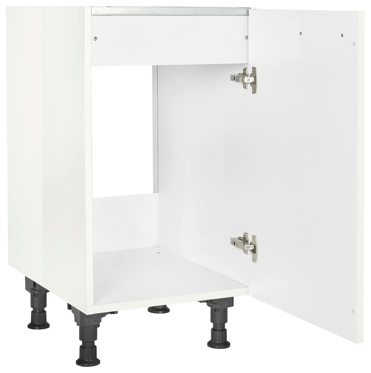 SPÜLENUNTERSCHRANK 45/87/56 cm  in Weiß Hochglanz  - Edelstahlfarben/Weiß Hochglanz, MODERN, Holzwerkstoff/Metall (45/87/56cm) - Nobilia