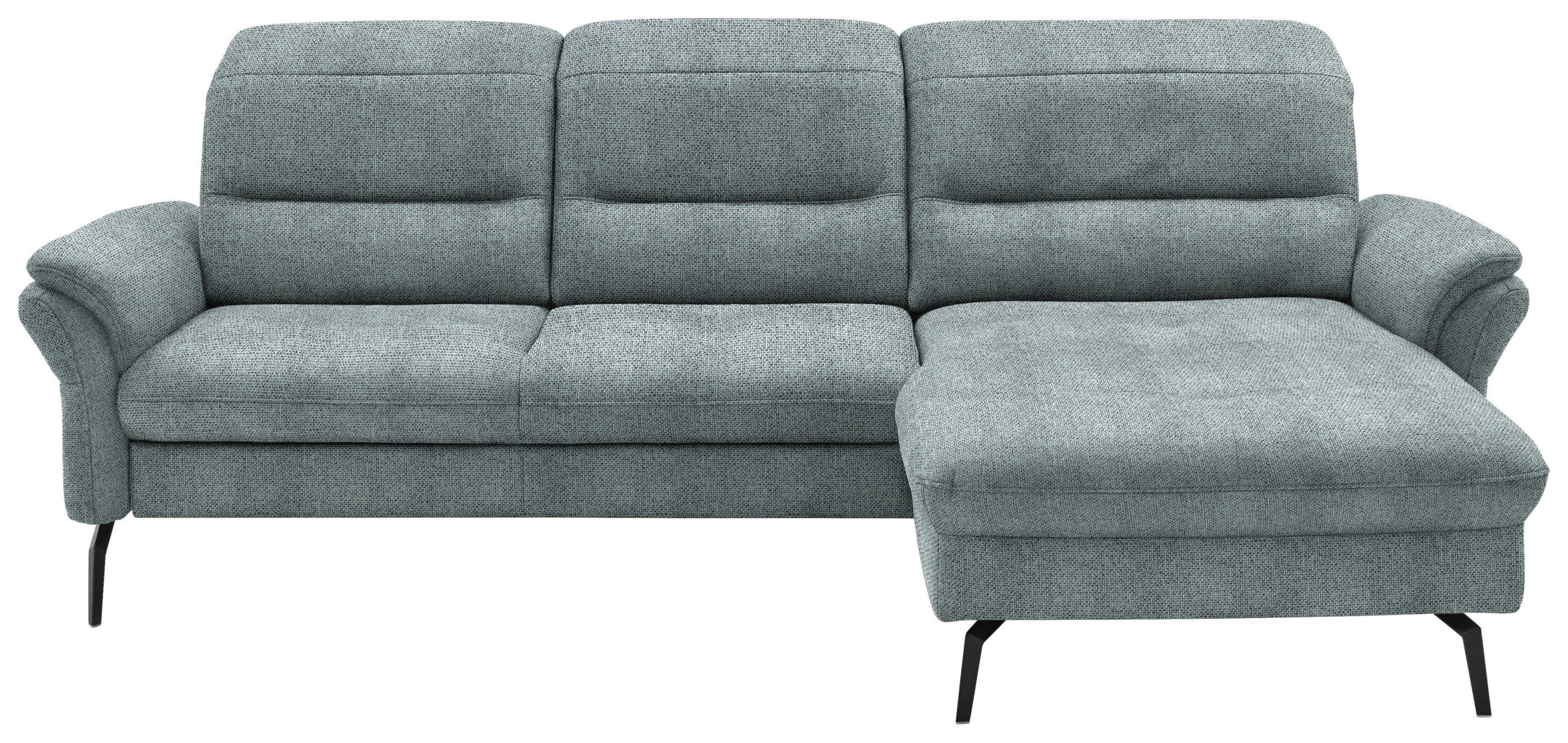ECKSOFA in Flachgewebe Blaugrau  260/181 cm  - Blaugrau/Schwarz, KONVENTIONELL, Textil/Metall (260/181cm) - Beldomo Speed