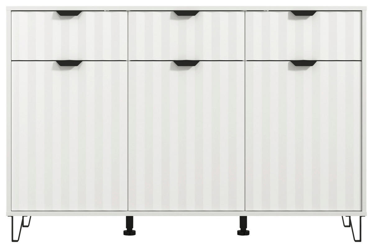 TÁLALÓSZEKRÉNY 138/90,5/40 cm  - fekete/fehér, Basics, faalapú anyag/fém (138/90,5/40cm) - Xora
