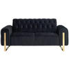 2-SITZER-SOFA Velours Schwarz  - Goldfarben/Schwarz, KONVENTIONELL, Textil/Metall (194/90/97cm) - Carryhome