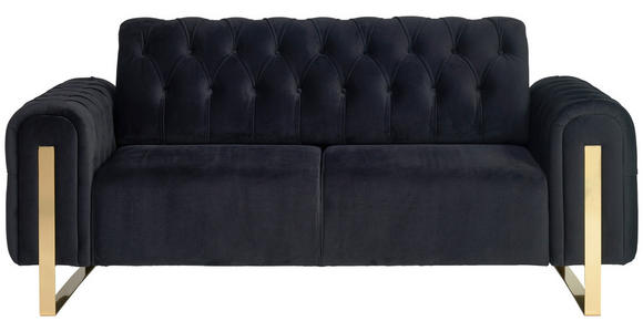 2-SITZER-SOFA  in Velours Schwarz  - Goldfarben/Schwarz, KONVENTIONELL, Textil/Metall (194/90/97cm) - Carryhome