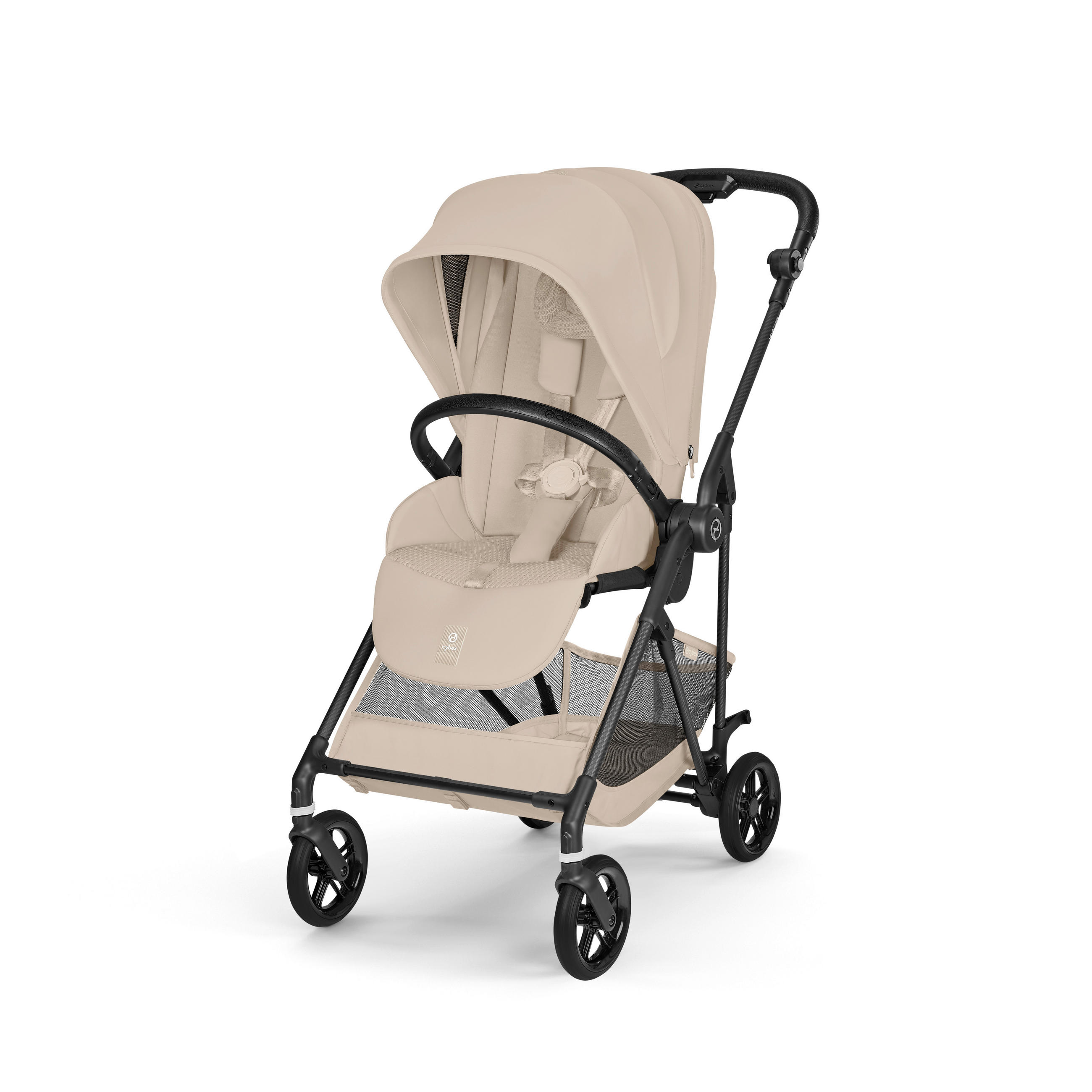 KINDERWAGEN  Melio Carbon  Almond Beige  - Beige/Schwarz, Basics, Textil/Metall (82-91/49/96,5 - 107cm) - cybex GOLD