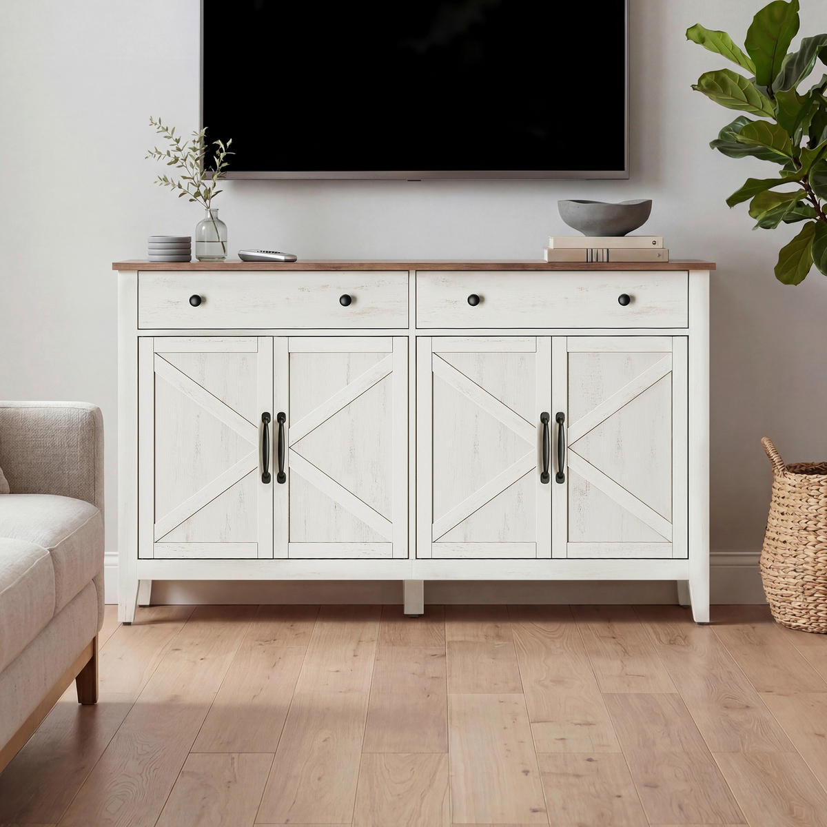 SIDEBOARD  140/80/40 cm 2 Schublade(n)  - Dunkelbraun/Schwarz, Trend, Holzwerkstoff/Metall (140/80/40cm) - Boxxx