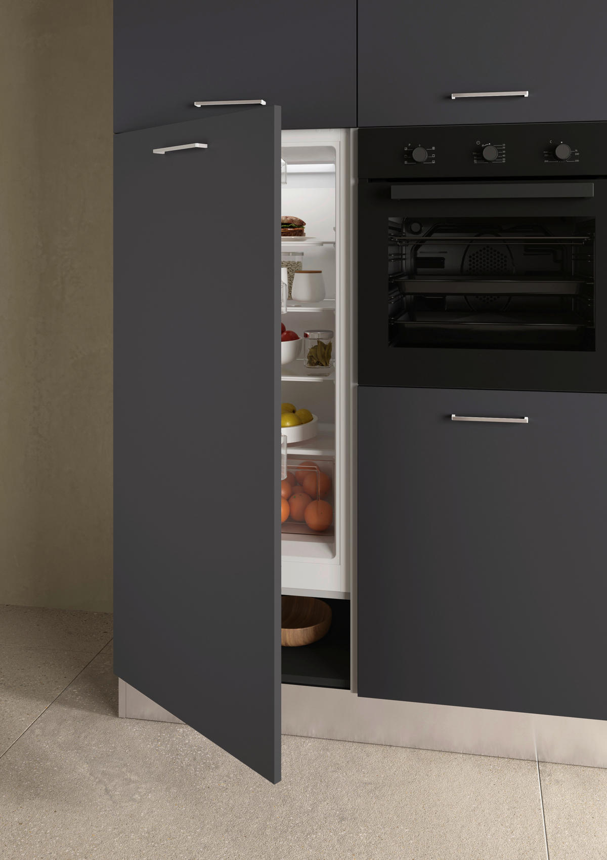 KÜCHENBLOCK 315 cm   in Grau, Walnussfarben  - Walnussfarben/Alufarben, LIFESTYLE, Holzwerkstoff/Kunststoff (315cm) - MID.YOU