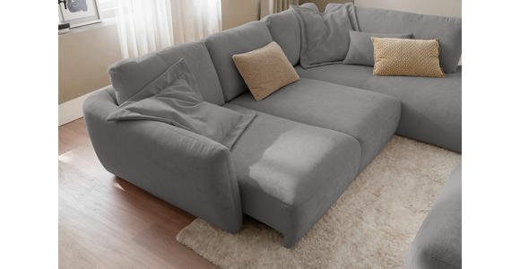 ECKSOFA  in Chenille Grau  307/224 cm  - Schwarz/Grau, KONVENTIONELL, Kunststoff/Textil (307/224cm) - Hom`in