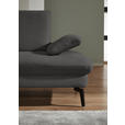 ECKSOFA in Chenille, Mikrofaser Graubraun  - Graubraun/Schwarz, Design, Textil/Metall (157/299cm) - Dieter Knoll