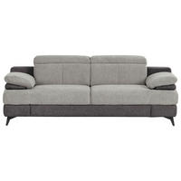 3-SITZER-SOFA  in Chenille Hellgrau, Dunkelgrau  - Dunkelgrau/Hellgrau, Design, Textil/Metall (225/80/104cm) - Livetastic