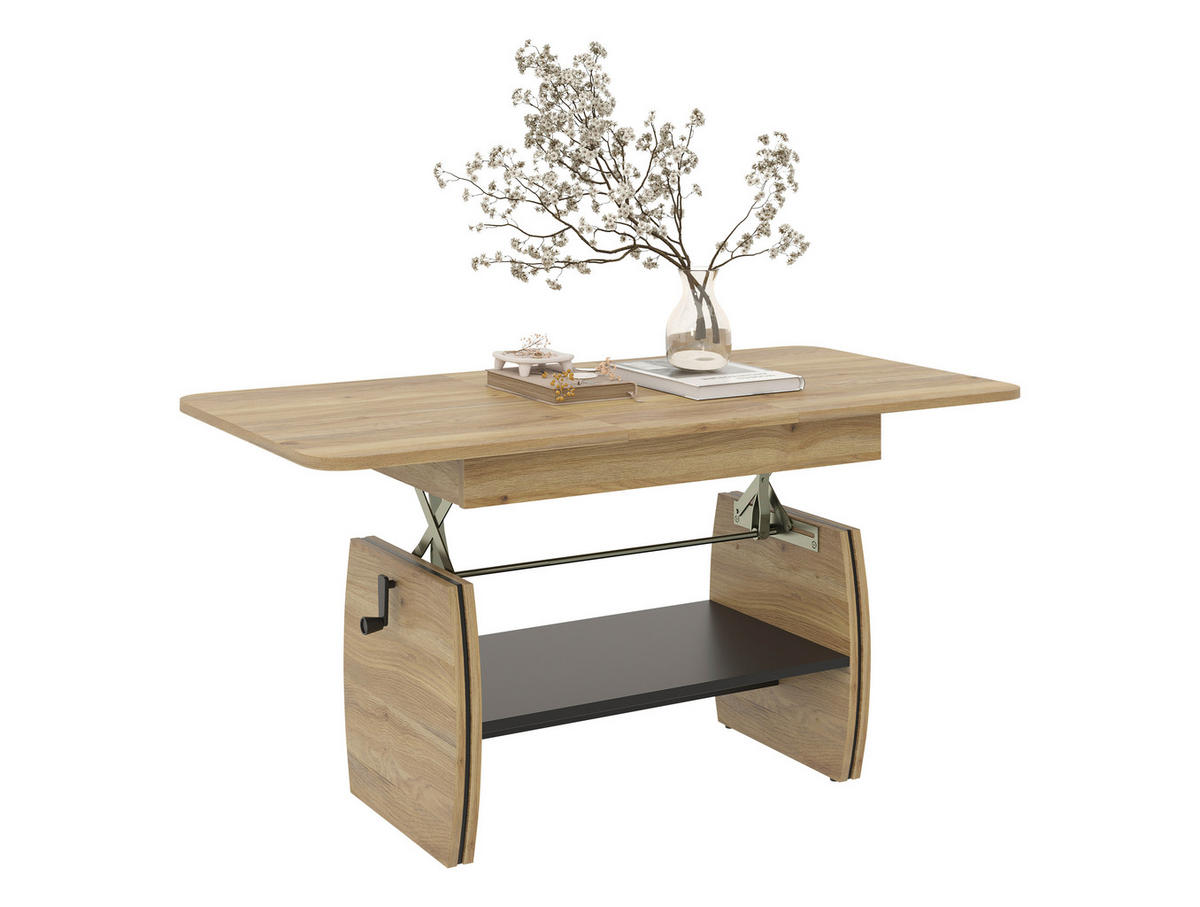 COUCHTISCH 95-125/60/51,5-61,5 cm rechteckig Eichefarben  - Eichefarben, KONVENTIONELL, Holzwerkstoff (95-125/60/51,5-61,5cm) - Xora