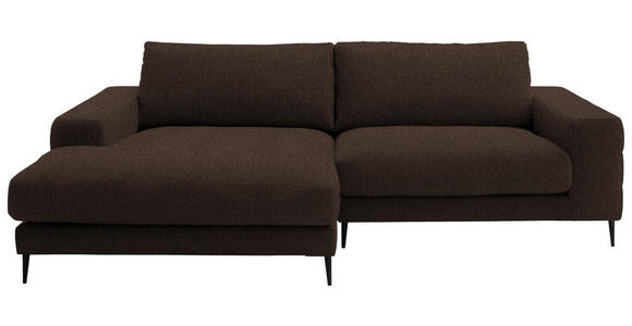 ECKSOFA  in Flachgewebe Dunkelbraun  177/253 cm  - Dunkelbraun/Schwarz, Design, Textil/Metall (177/253cm) - Dieter Knoll
