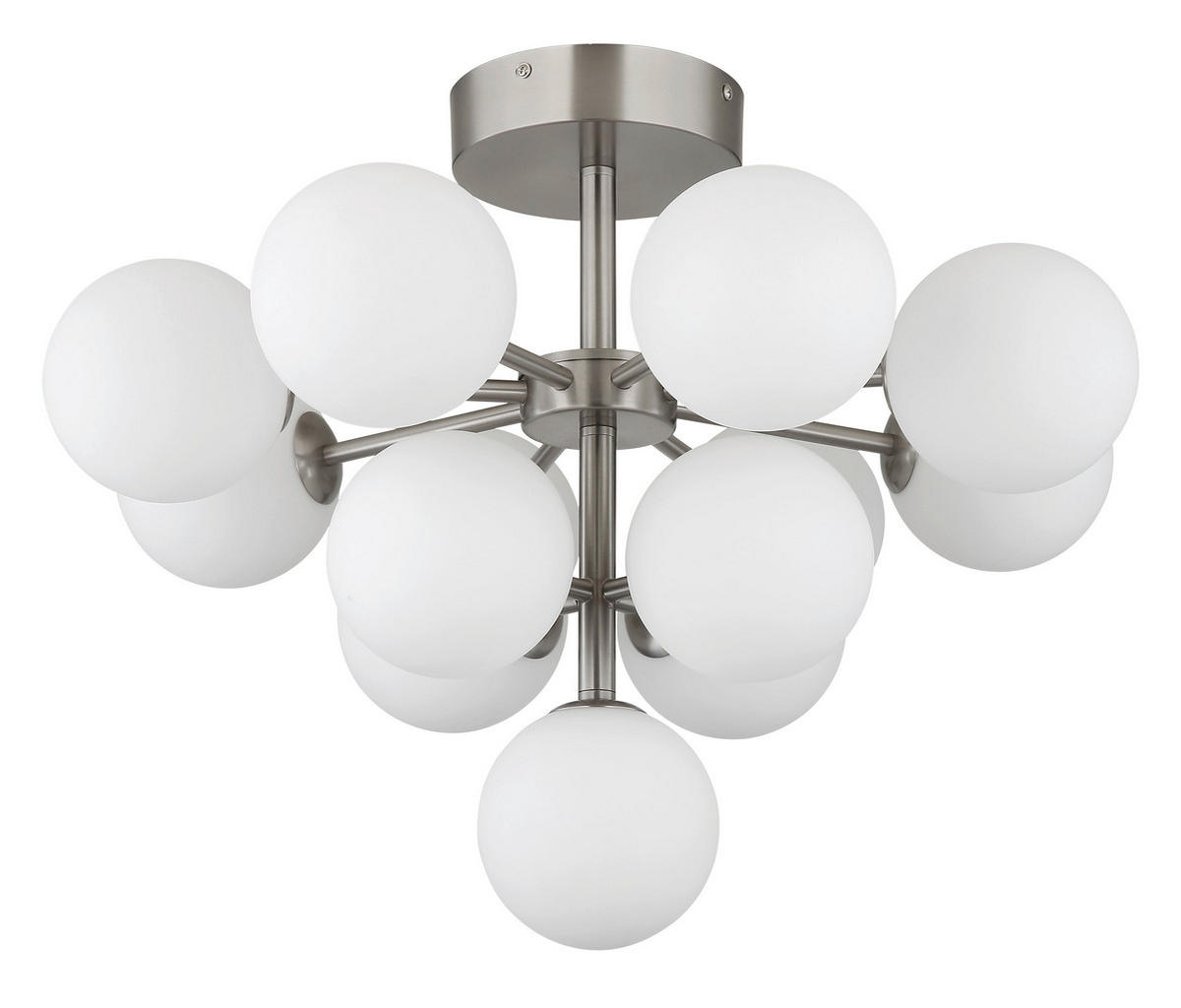 DECKENLEUCHTE  56/43 cm    - Nickelfarben, Design, Glas/Metall (56/43cm) - Globo