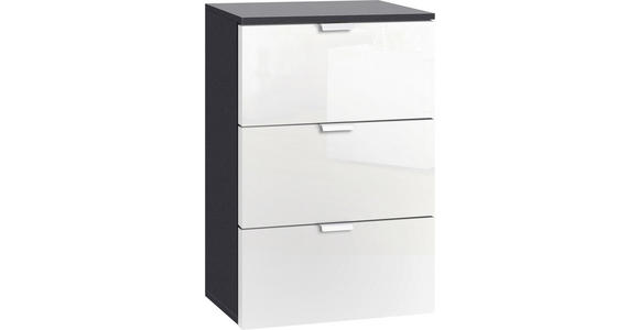 NACHTKÄSTCHEN in Graphitfarben, Weiß - Alufarben/Graphitfarben, Design, Holzwerkstoff/Metall (50/61/42cm) - Hom`in