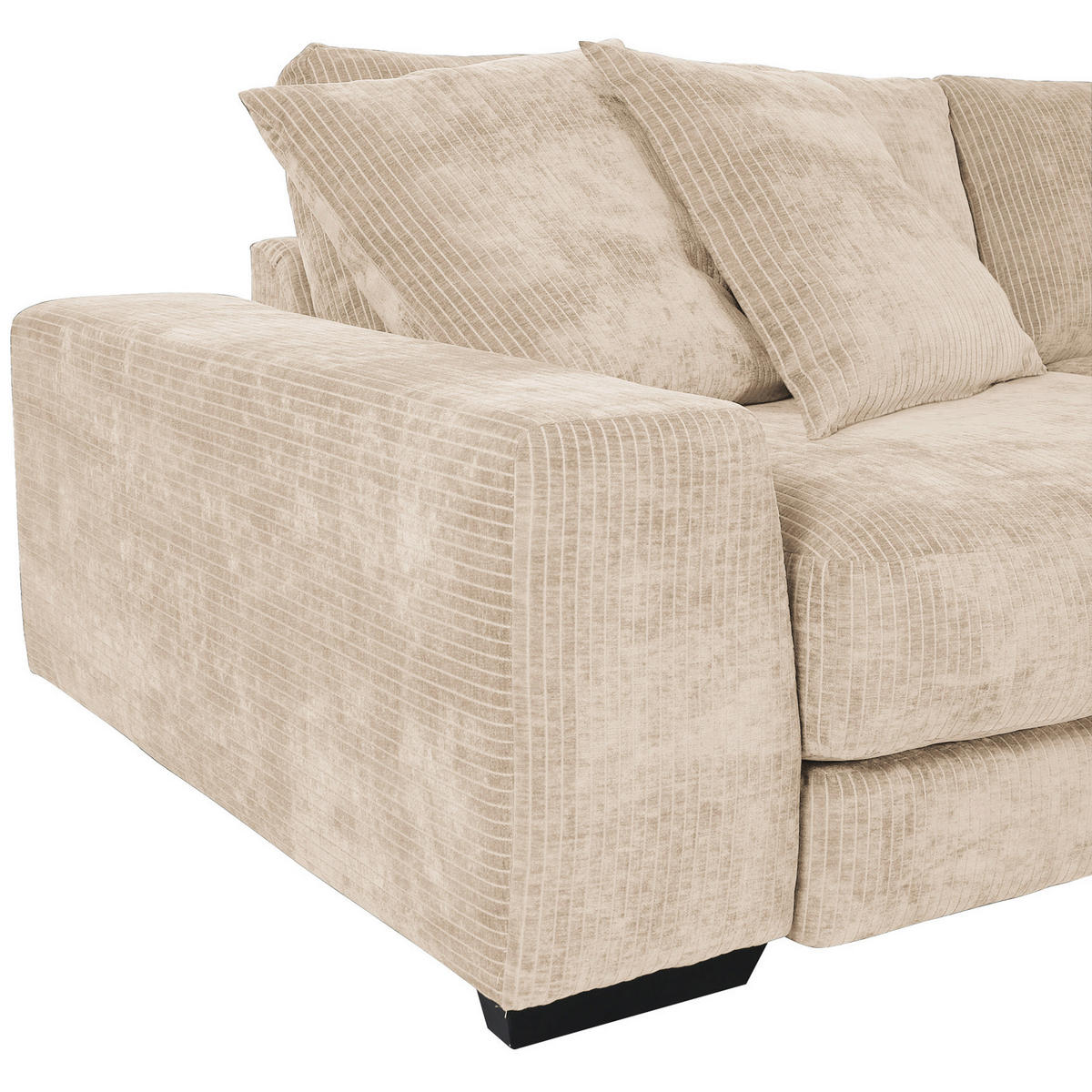 ECKSOFA in Flachgewebe Beige  - Beige/Schwarz, Konventionell, Holz/Textil (280/190cm) - Carryhome