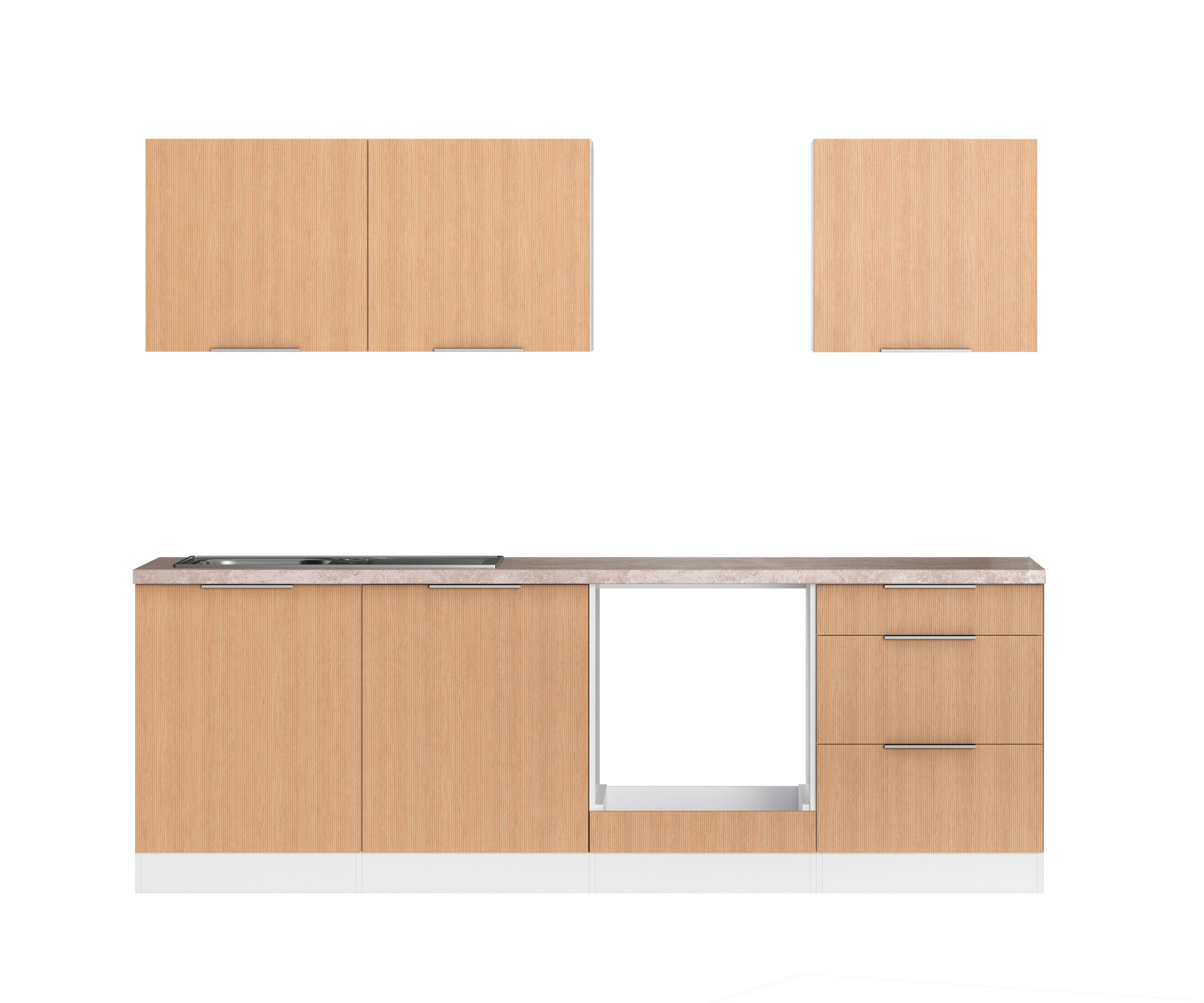KÜCHENLEERBLOCK 240 cm   in Weiss, Eichefarben  - Weiss/Eichefarben, Lifestyle, Holzwerkstoff/Metall (240cm) - Held