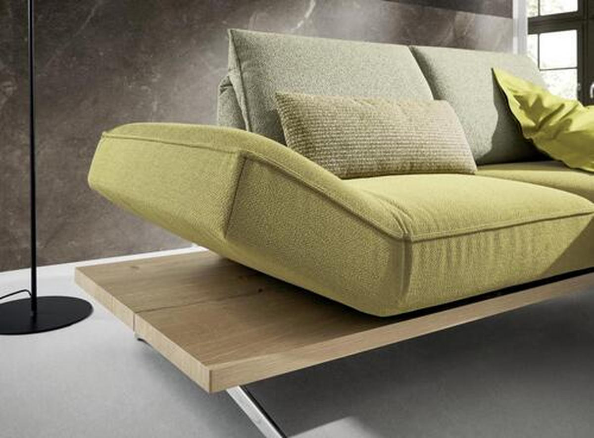 ECKSOFA in Flachgewebe Limette  - Chromfarben/Limette, Design, Holz/Textil (240/132cm) - Koinor