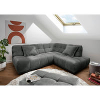 ECKSOFA ITALIA in Chenille Anthrazit  254/203 cm  - Anthrazit/Schwarz, MODERN, Kunststoff/Textil (254/203cm) - Livetastic