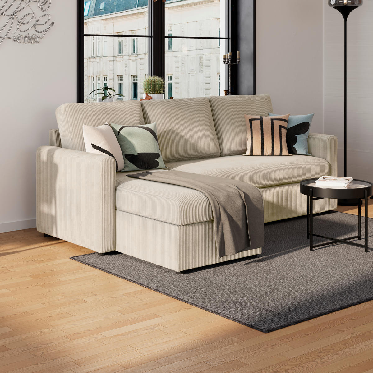 ECKSOFA Beige  - Beige, Basics, Holz/Kunststoff (215/145cm) - MID.YOU
