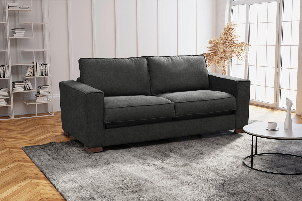 SCHLAFSOFA in Webstoff Anthrazit  - Dunkelbraun/Anthrazit, Design, Holz/Textil (203/85/99cm) - MID.YOU
