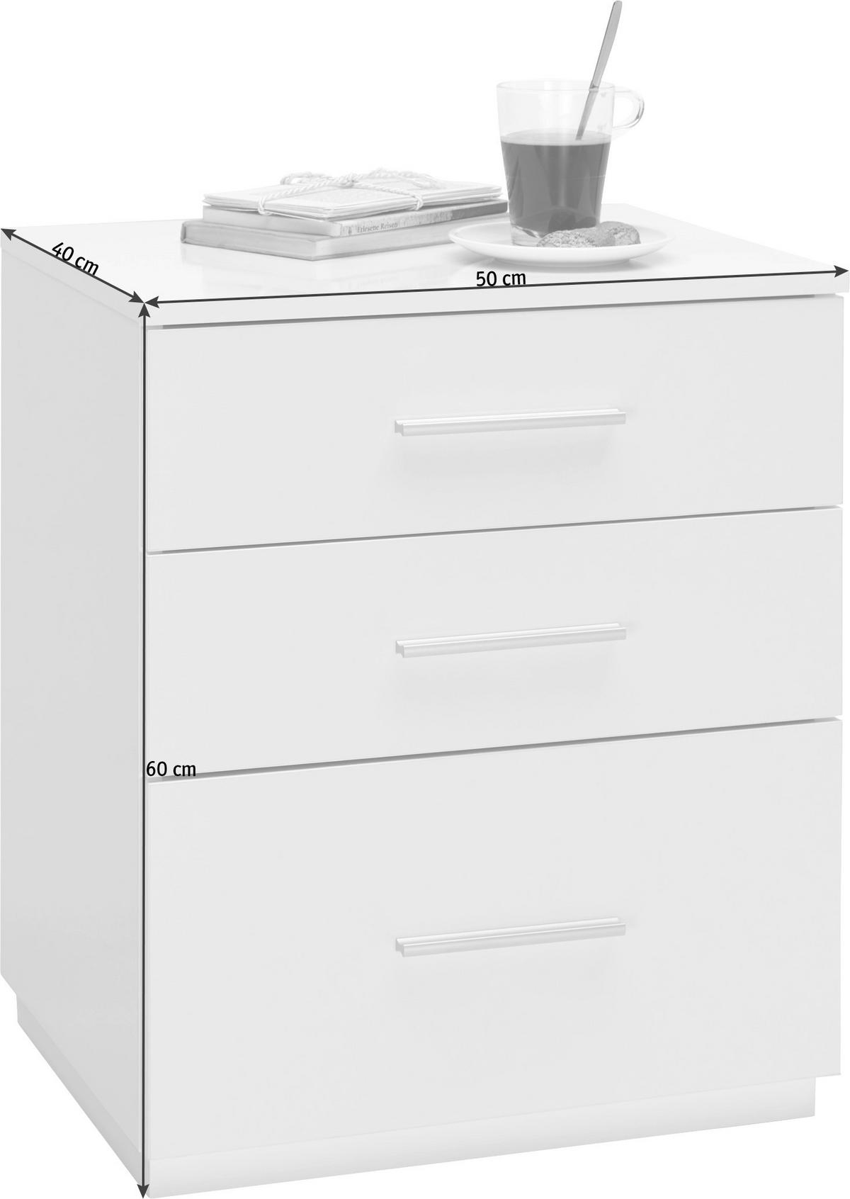 NOĆNI ORMARIĆ bijela visoki sjaj   - bijela/bijela visoki sjaj, Design, drvni materijal/plastika (50/60/40cm) - Carryhome