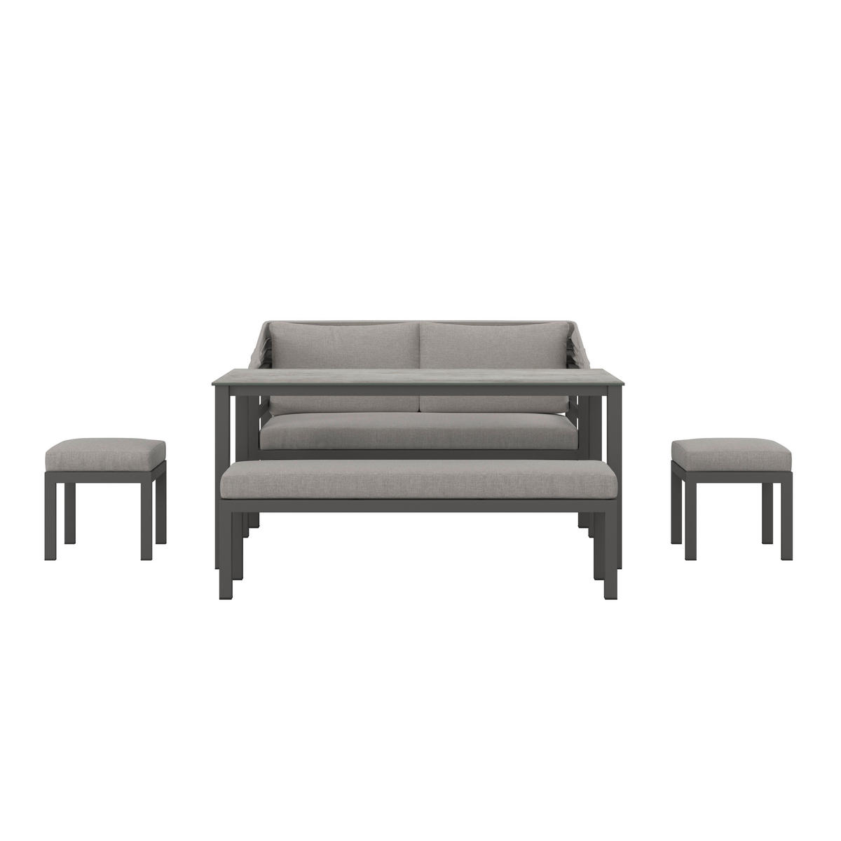 DINING-LOUNGESET  5-teilig  - Anthrazit/Grau, Modern, Glas/Textil - Ambia Garden