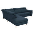 ECKSOFA in Echtleder Dunkelblau  - Alufarben/Dunkelblau, Design, Leder/Metall (242/271cm) - Cantus