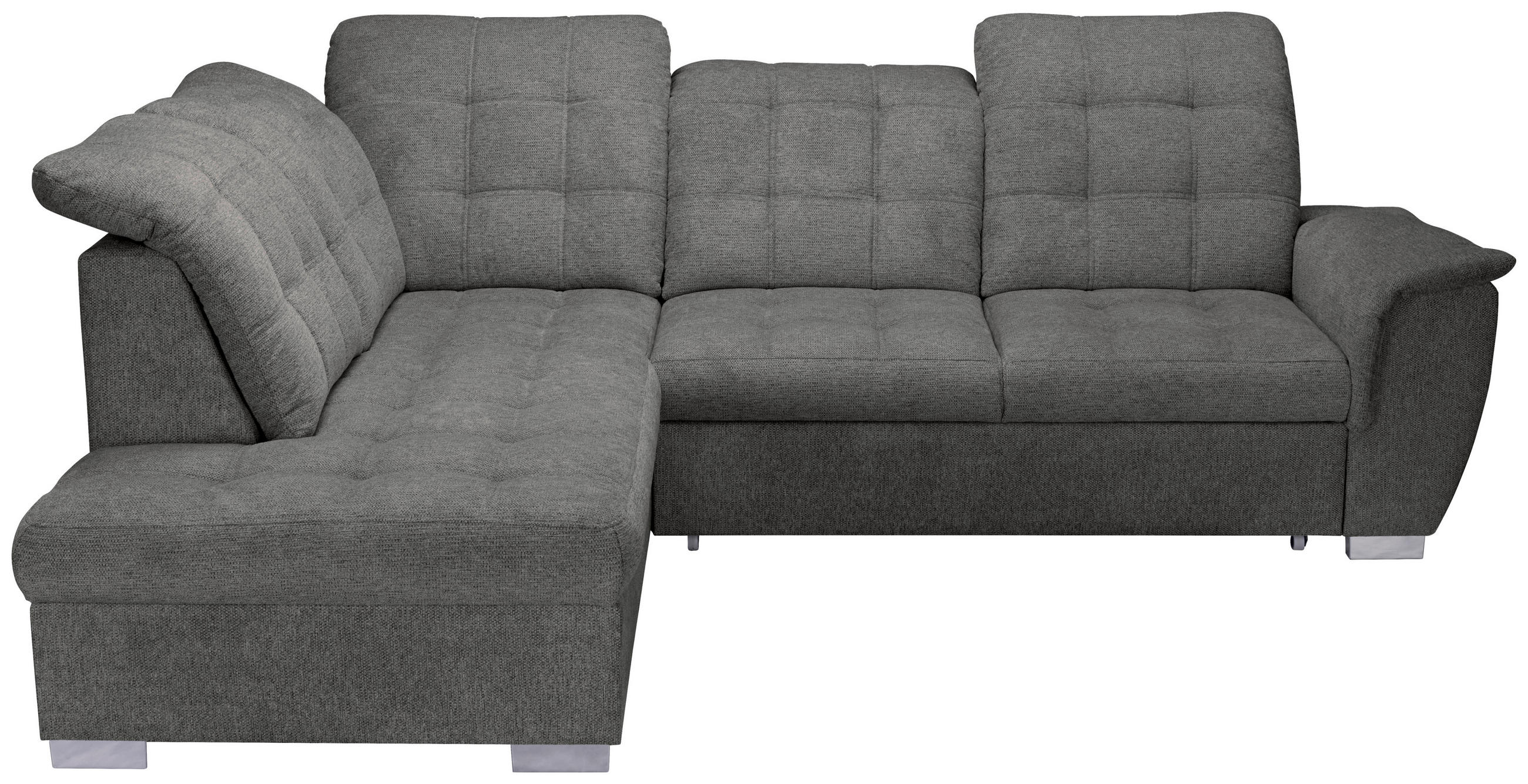 ECKSOFA Graubraun Chenille  - Chromfarben/Graubraun, KONVENTIONELL, Kunststoff/Textil (205/260cm) - Carryhome