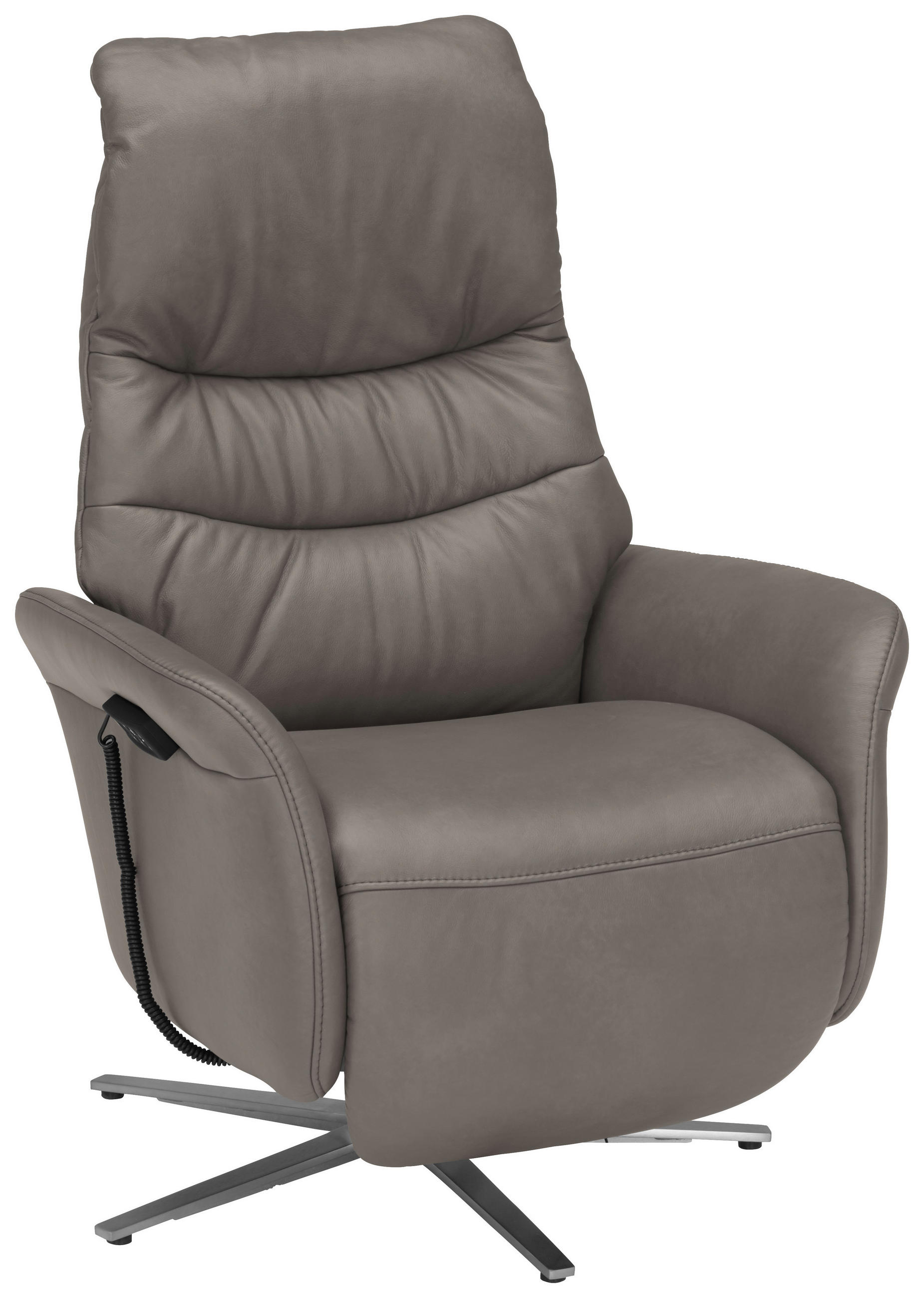 RELAXSESSEL in Leder Graubraun  - Edelstahlfarben/Graubraun, Design, Leder/Metall (78/117/89cm) - Himolla Komfortklass