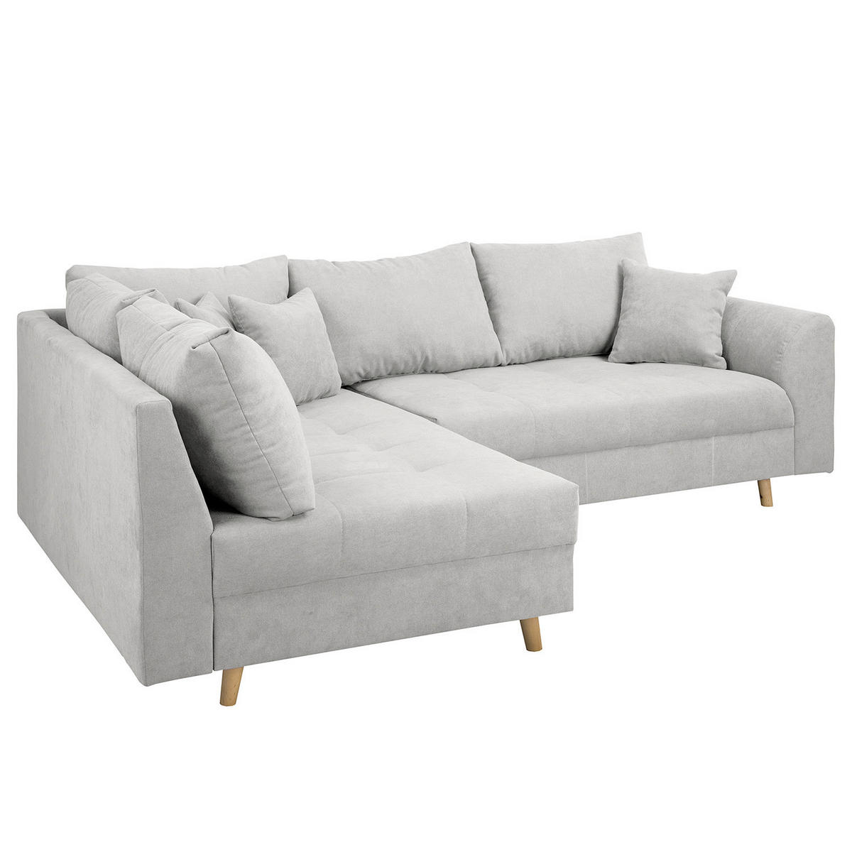 ECKSOFA Ariella in Mikrofaser Hellgrau  161/231 cm  - Hellgrau/Naturfarben, Design, Holz/Textil (161/231cm) - Livetastic