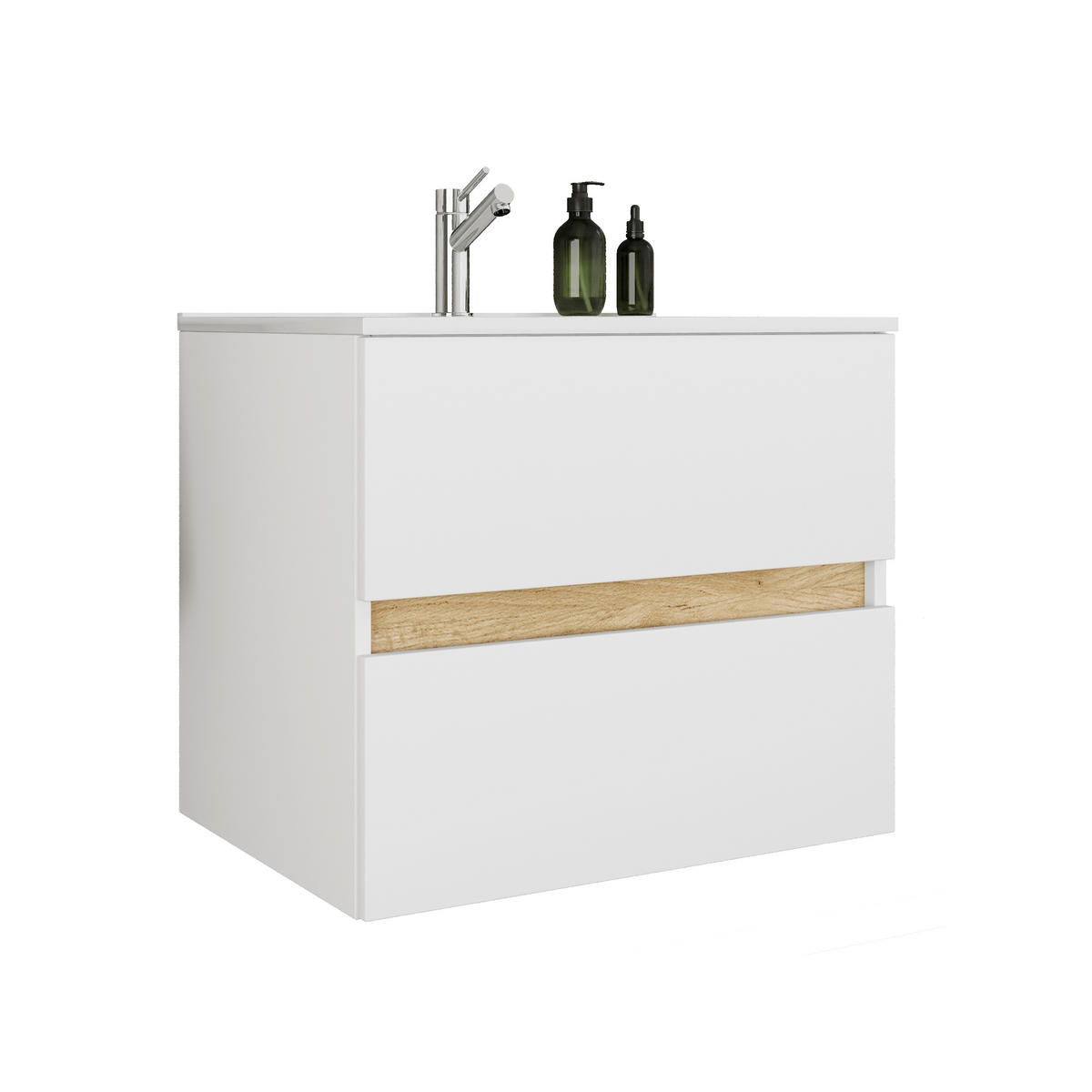 BADEZIMMER 2-teilig  in  - Honigeiche/Weiß, Trend, Keramik/Holzwerkstoff (61/51/47cm) - MID.YOU