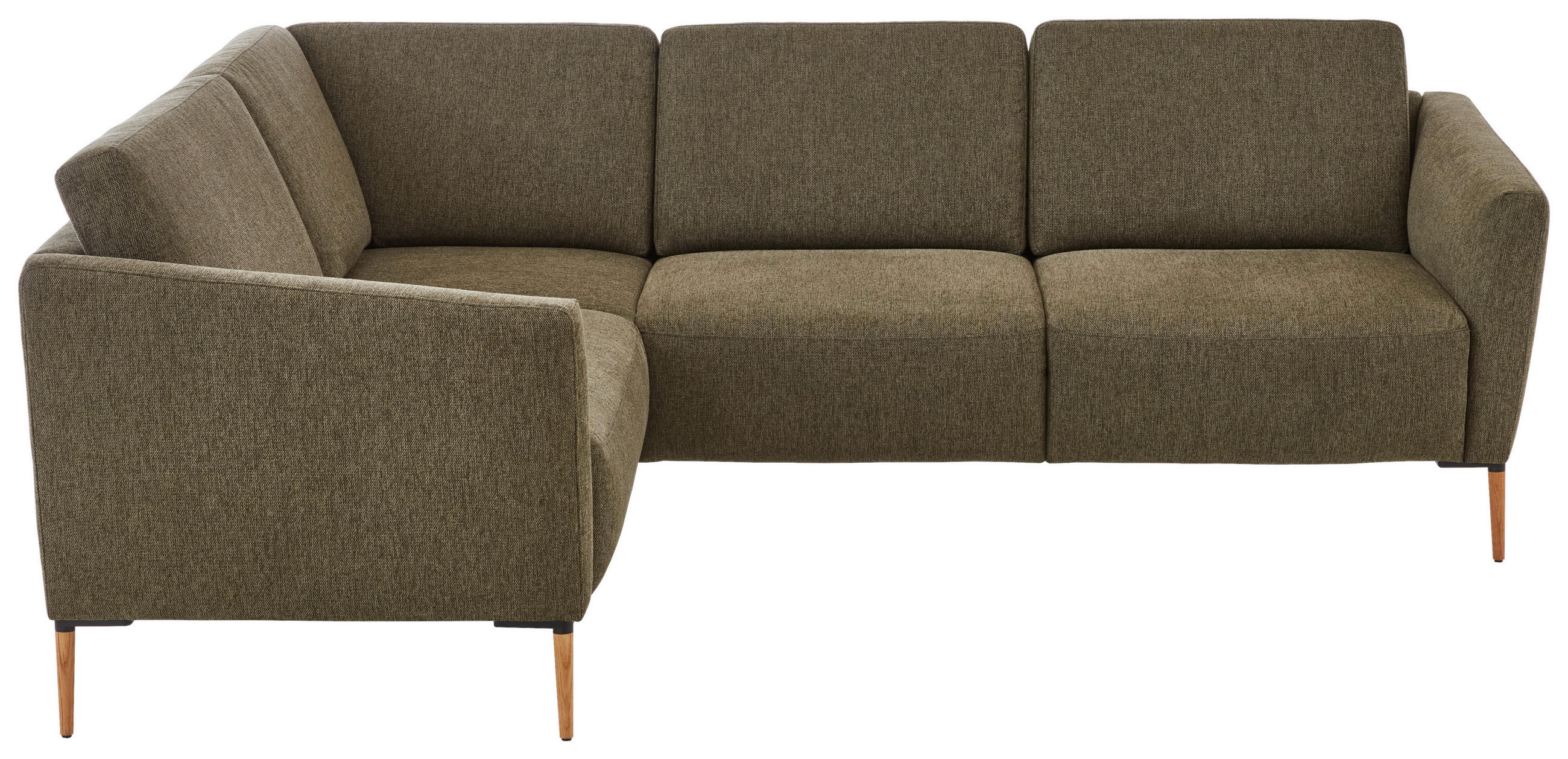 ECKSOFA Olivgrün Flachgewebe  - Eichefarben/Olivgrün, Design, Holz/Textil (189/236cm) - Valnatura