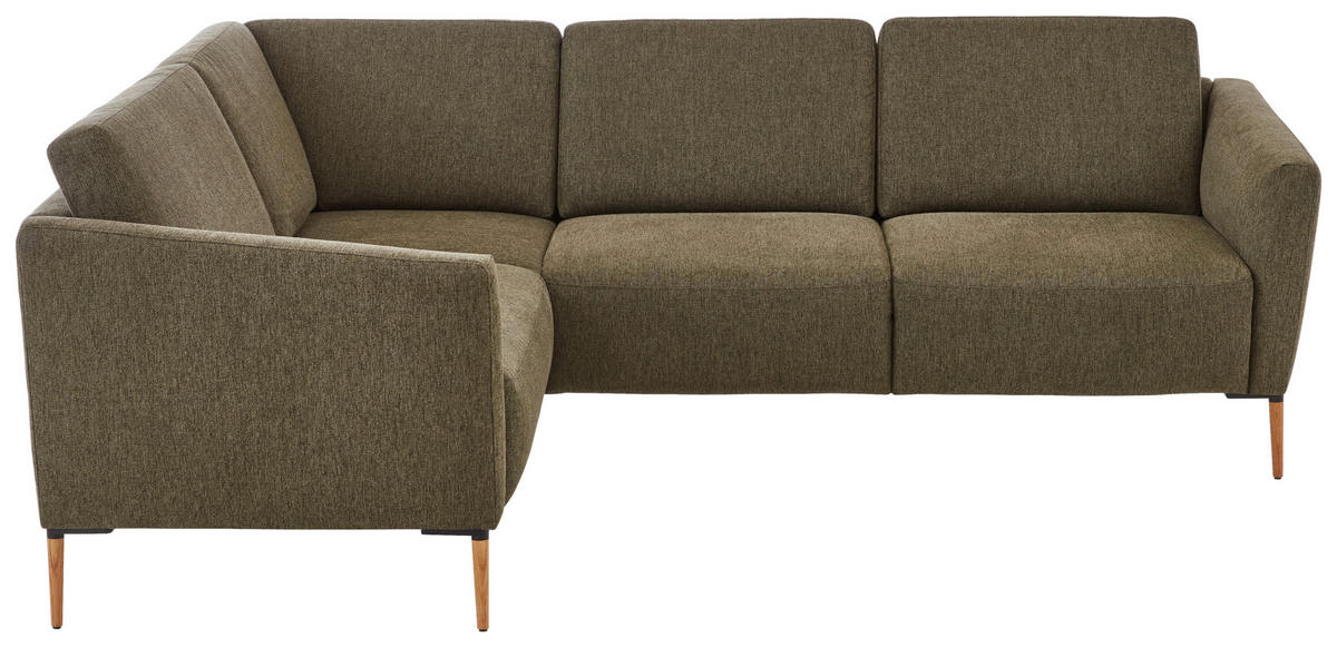 ECKSOFA in Flachgewebe Olivgrün  189/236 cm  - Eichefarben/Olivgrün, Design, Holz/Textil (189/236cm) - Valnatura