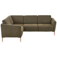 ECKSOFA Olivgrün Flachgewebe  - Eichefarben/Olivgrün, Design, Holz/Textil (189/236cm) - Valnatura