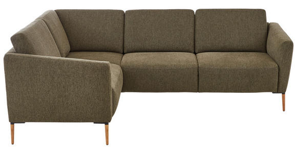 ECKSOFA Olivgrün Flachgewebe - Eichefarben/Olivgrün, Design, Holz/Textil (189/236cm) - Valnatura
