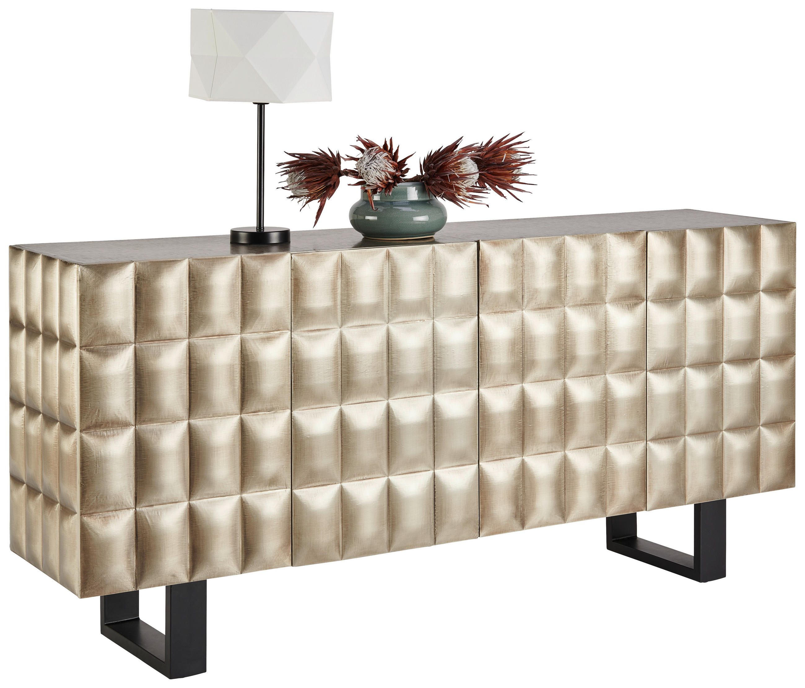 COMODĂ CU UșI 170/80/40 cm  - argintiu/negru, Trend, lemn/metal (170/80/40cm) - Ambia Home