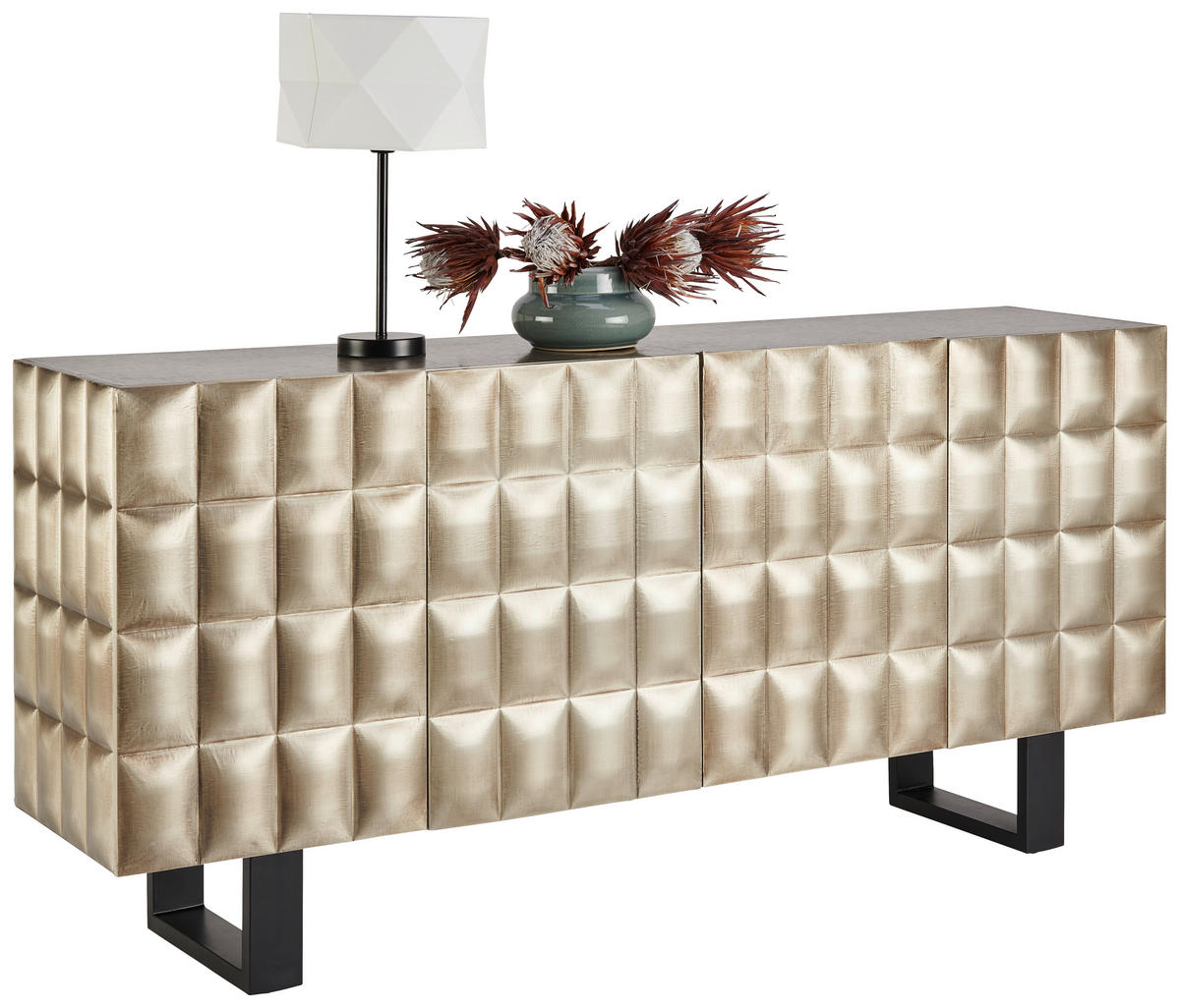 COMODĂ CU UșI 170/80/40 cm  - argintiu/negru, Trend, lemn/metal (170/80/40cm) - Ambia Home